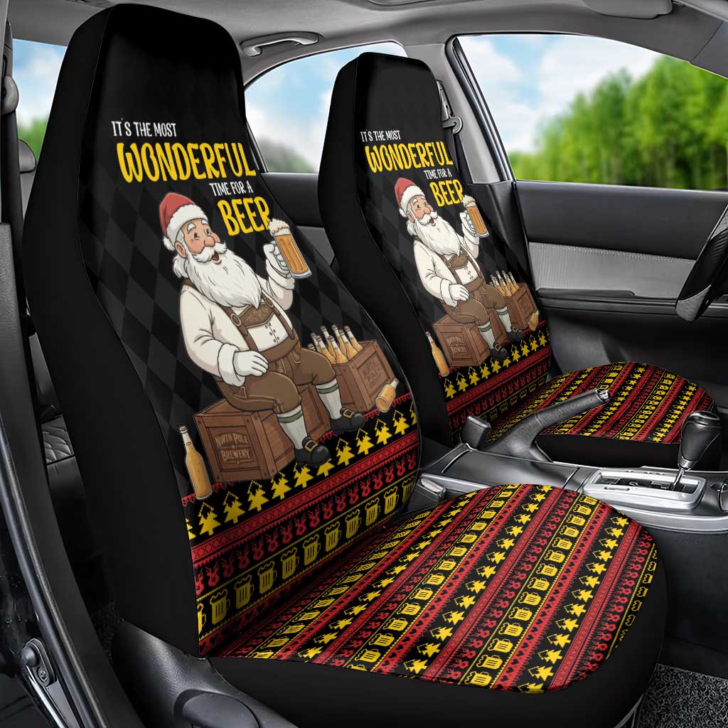 Funny Santa Claus Car Seat Cover It's The Most Wonderful Time For A Beer - Wonder Print Shop