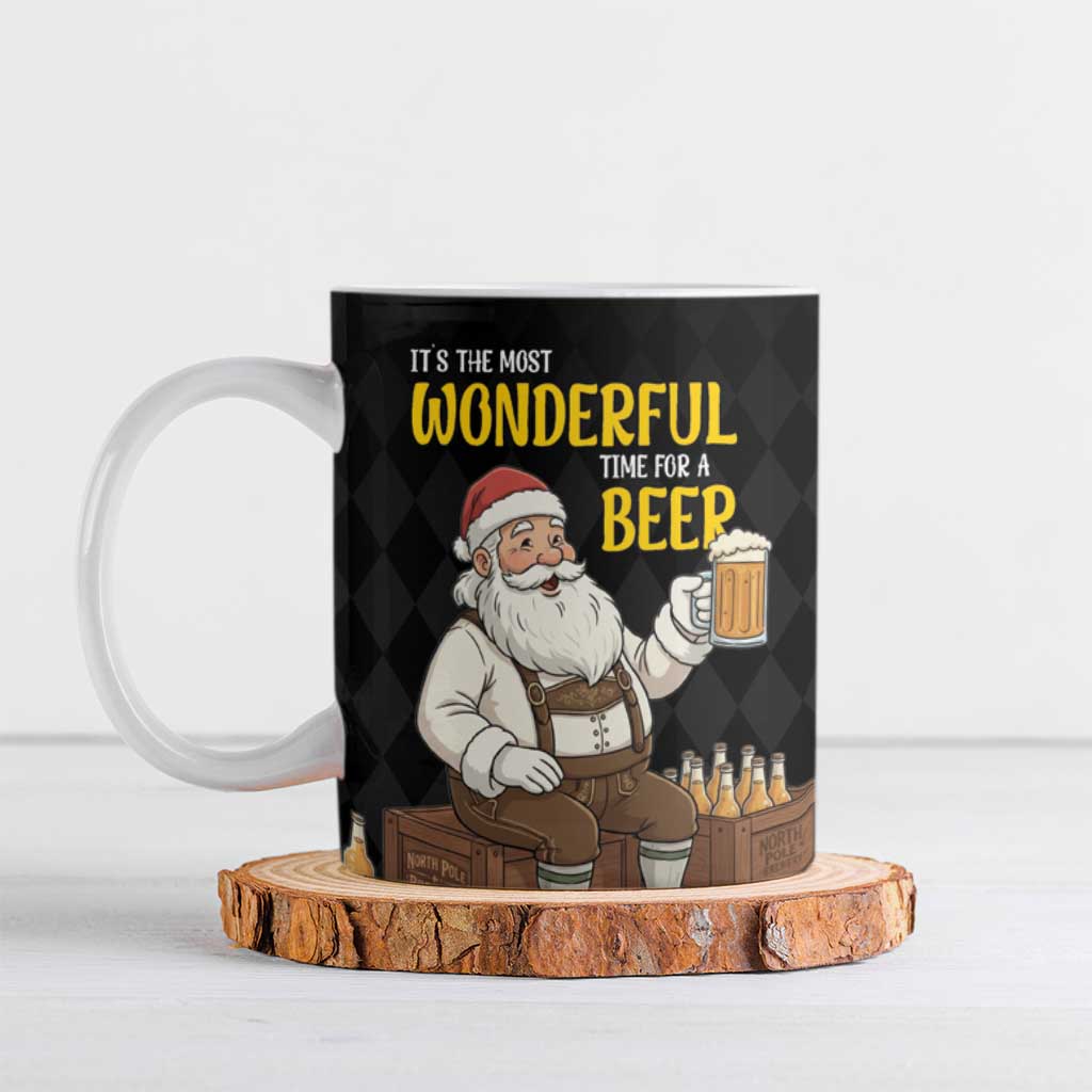 Funny Santa Claus Ceramic Mug It's The Most Wonderful Time For A Beer - Wonder Print Shop