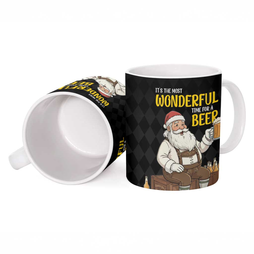 Funny Santa Claus Ceramic Mug It's The Most Wonderful Time For A Beer - Wonder Print Shop