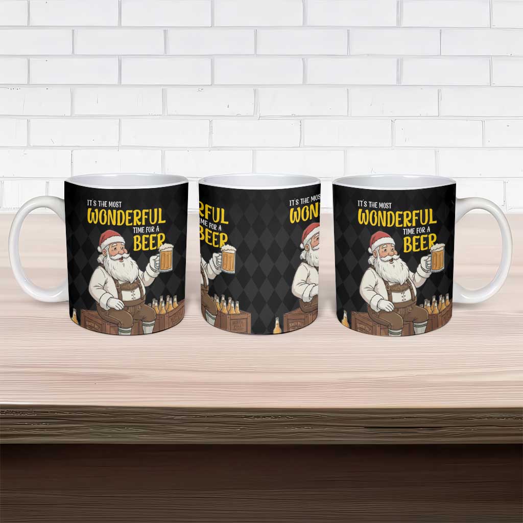 Funny Santa Claus Ceramic Mug It's The Most Wonderful Time For A Beer - Wonder Print Shop
