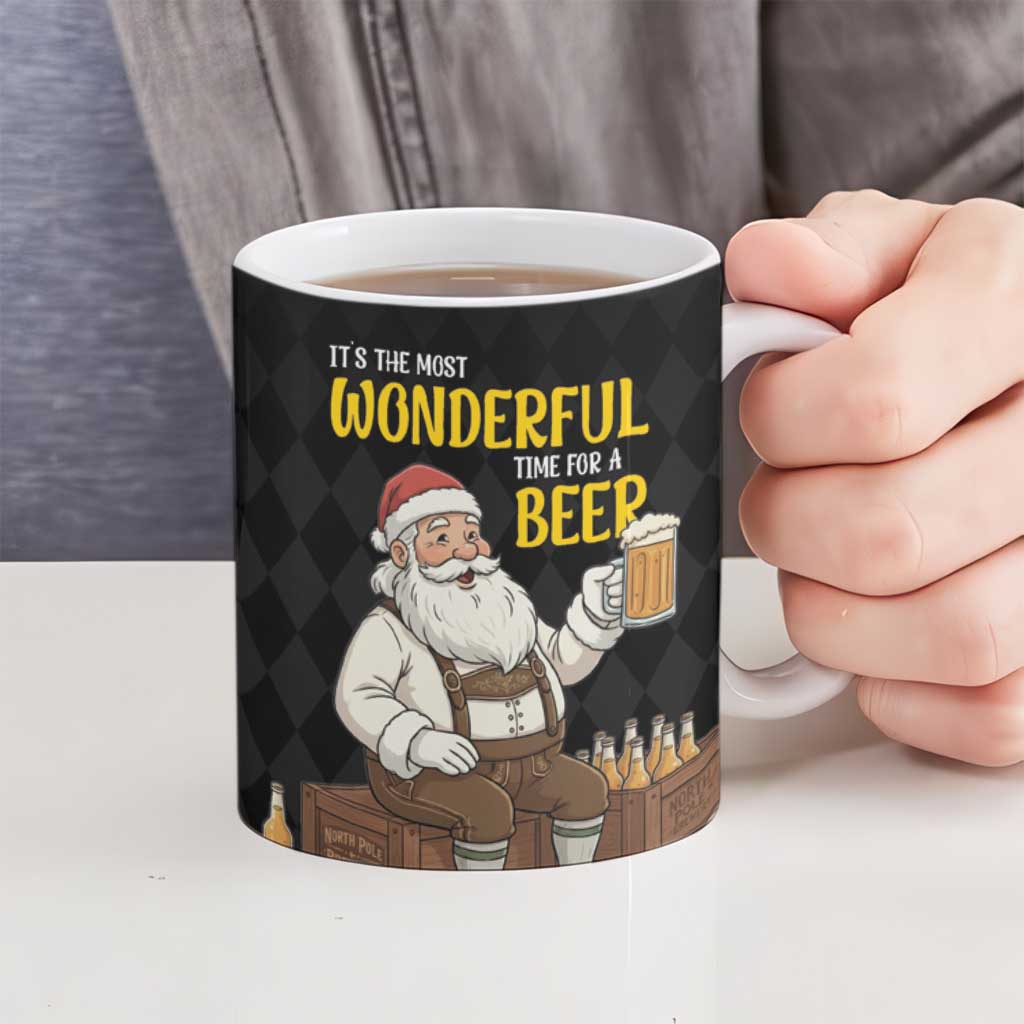 Funny Santa Claus Ceramic Mug It's The Most Wonderful Time For A Beer - Wonder Print Shop