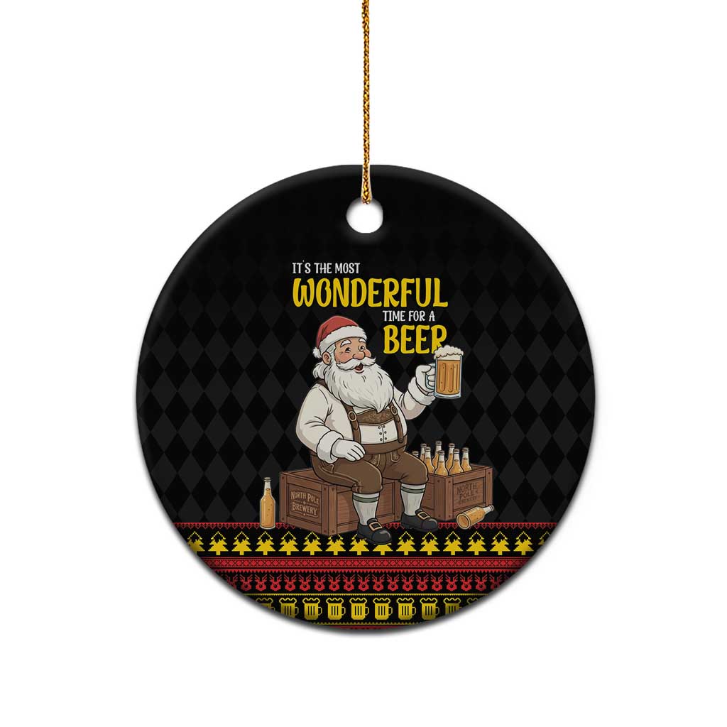 Funny Santa Claus Ceramic Ornament It's The Most Wonderful Time For A Beer - Wonder Print Shop