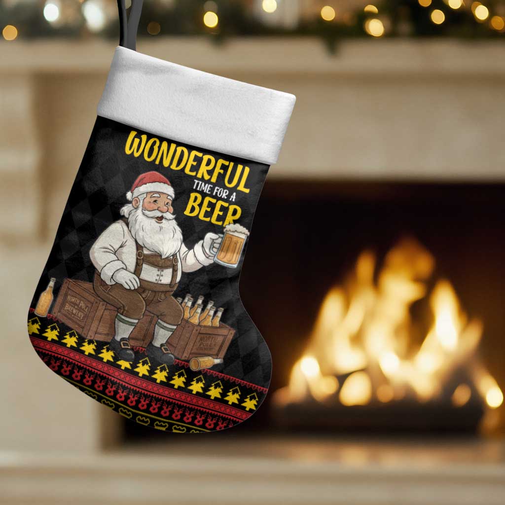 Funny Santa Claus Christmas Stocking It's The Most Wonderful Time For A Beer - Wonder Print Shop