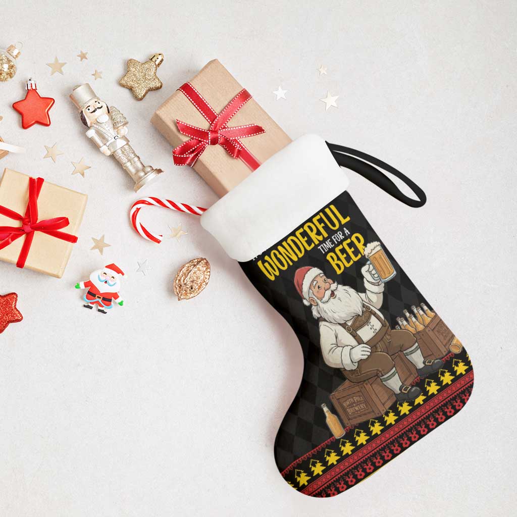 Funny Santa Claus Christmas Stocking It's The Most Wonderful Time For A Beer - Wonder Print Shop