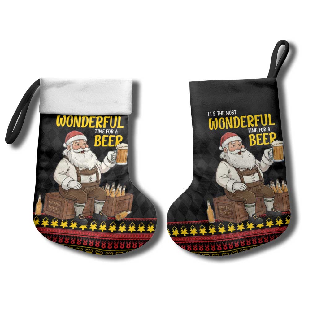 Funny Santa Claus Christmas Stocking It's The Most Wonderful Time For A Beer - Wonder Print Shop
