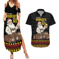 Funny Santa Claus Couples Matching Summer Maxi Dress and Hawaiian Shirt It's The Most Wonderful Time For A Beer - Wonder Print Shop