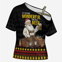 Funny Santa Claus Cross Shoulder Shirt It's The Most Wonderful Time For A Beer - Wonder Print Shop