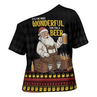 Funny Santa Claus Cross Shoulder Shirt It's The Most Wonderful Time For A Beer - Wonder Print Shop
