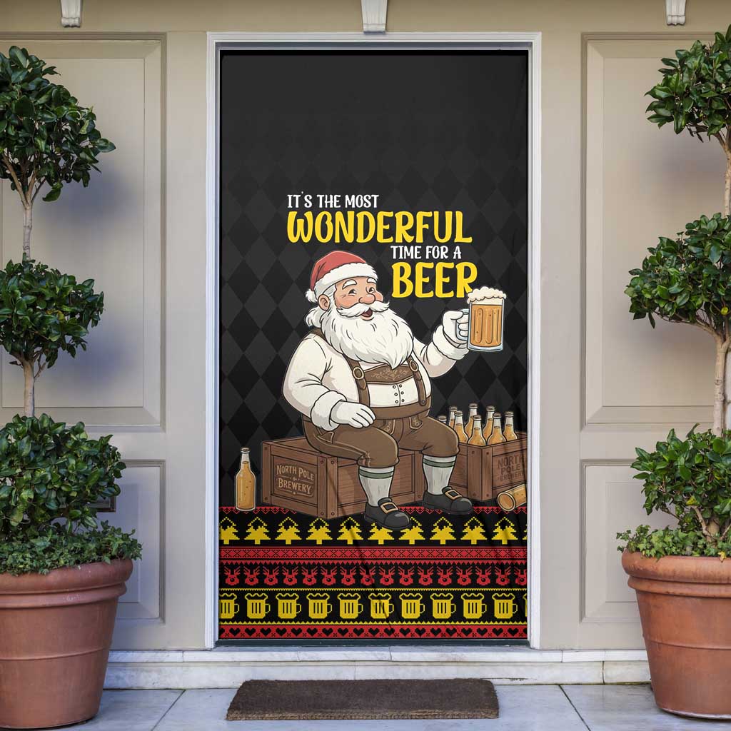 Funny Santa Claus Door Cover It's The Most Wonderful Time For A Beer - Wonder Print Shop