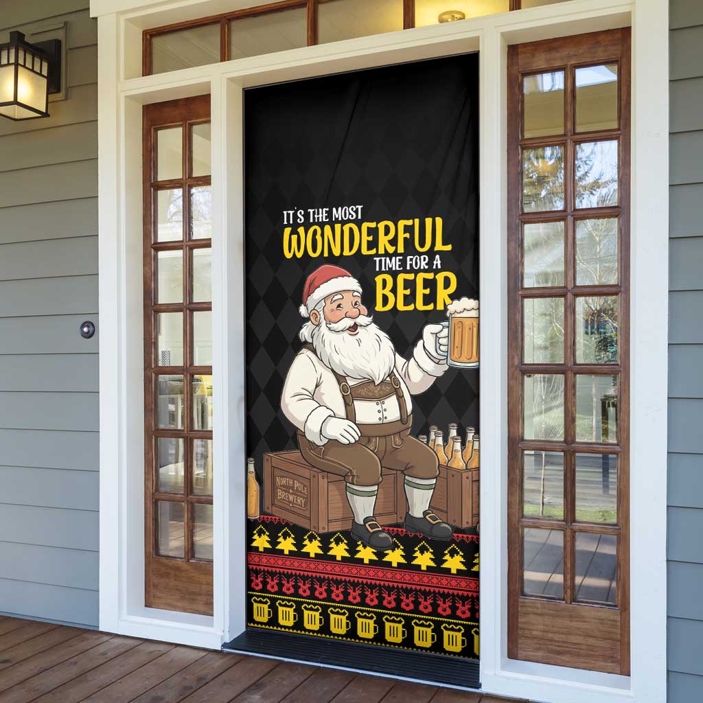 Funny Santa Claus Door Cover It's The Most Wonderful Time For A Beer - Wonder Print Shop
