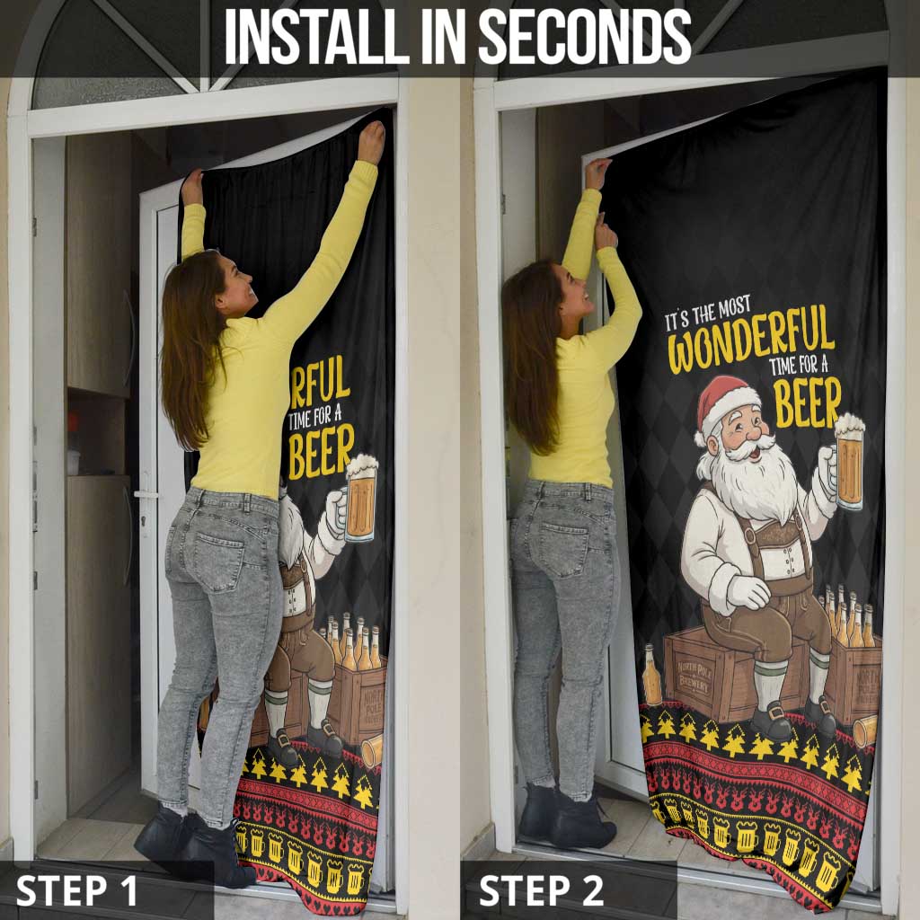 Funny Santa Claus Door Cover It's The Most Wonderful Time For A Beer - Wonder Print Shop
