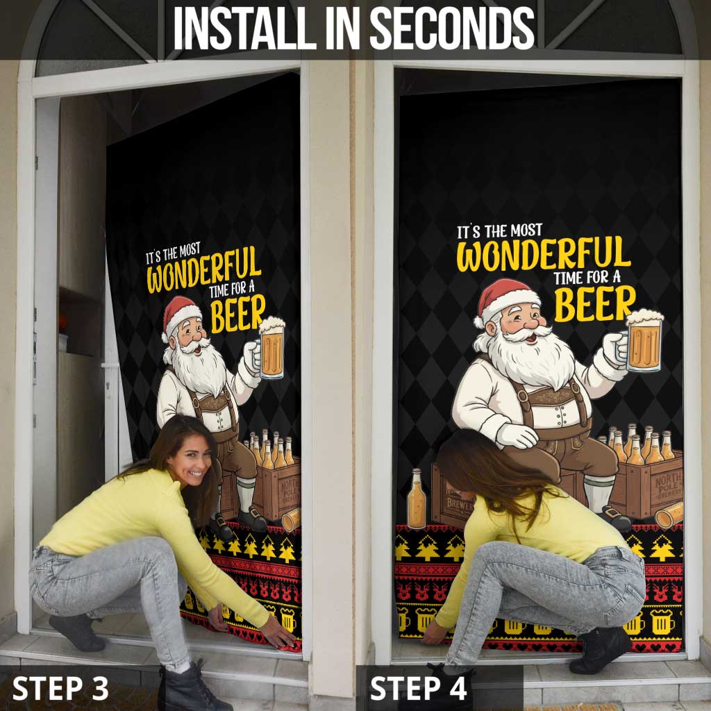 Funny Santa Claus Door Cover It's The Most Wonderful Time For A Beer - Wonder Print Shop