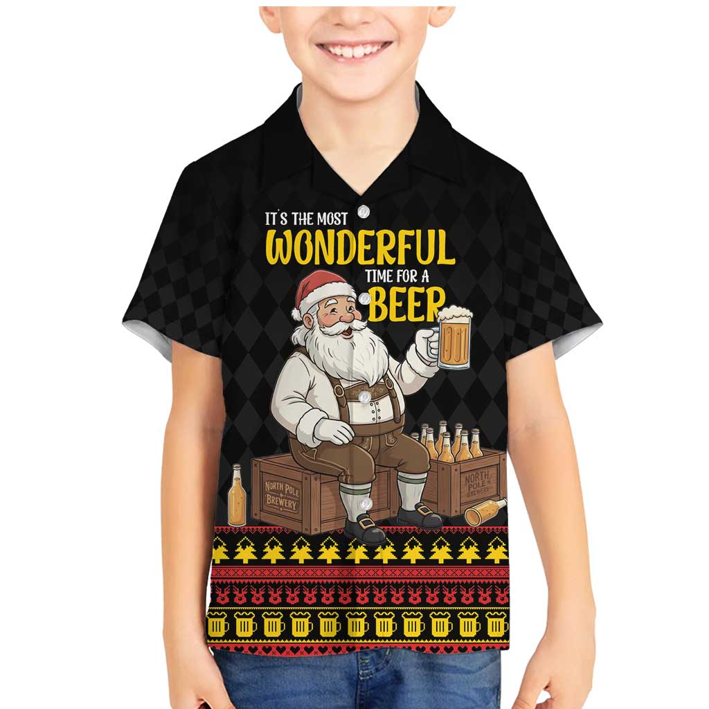 Funny Santa Claus Family Matching Mermaid Dress and Hawaiian Shirt It's The Most Wonderful Time For A Beer - Wonder Print Shop
