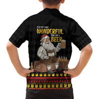 Funny Santa Claus Family Matching Off The Shoulder Long Sleeve Dress and Hawaiian Shirt It's The Most Wonderful Time For A Beer - Wonder Print Shop