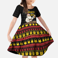 Funny Santa Claus Family Matching Off The Shoulder Long Sleeve Dress and Hawaiian Shirt It's The Most Wonderful Time For A Beer - Wonder Print Shop