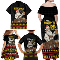 Funny Santa Claus Family Matching Off Shoulder Maxi Dress and Hawaiian Shirt It's The Most Wonderful Time For A Beer - Wonder Print Shop