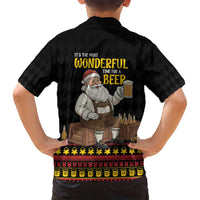 Funny Santa Claus Family Matching Off Shoulder Short Dress and Hawaiian Shirt It's The Most Wonderful Time For A Beer - Wonder Print Shop