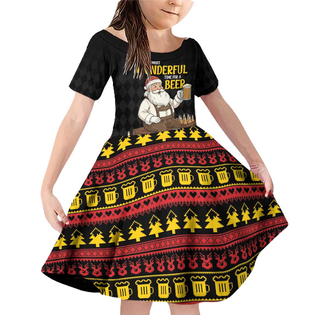 Funny Santa Claus Family Matching Off Shoulder Short Dress and Hawaiian Shirt It's The Most Wonderful Time For A Beer - Wonder Print Shop