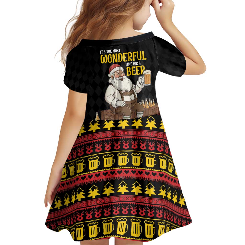 Funny Santa Claus Family Matching Off Shoulder Short Dress and Hawaiian Shirt It's The Most Wonderful Time For A Beer - Wonder Print Shop