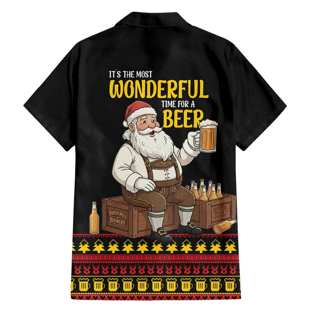 Funny Santa Claus Family Matching Off Shoulder Short Dress and Hawaiian Shirt It's The Most Wonderful Time For A Beer - Wonder Print Shop