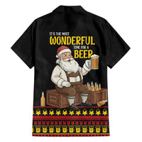 Funny Santa Claus Family Matching Off Shoulder Short Dress and Hawaiian Shirt It's The Most Wonderful Time For A Beer - Wonder Print Shop