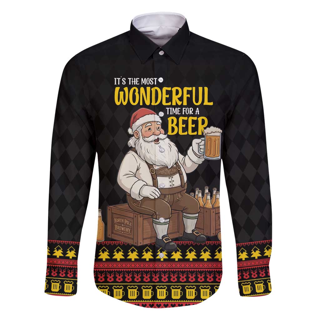 Funny Santa Claus Family Matching Off Shoulder Short Dress and Hawaiian Shirt It's The Most Wonderful Time For A Beer - Wonder Print Shop