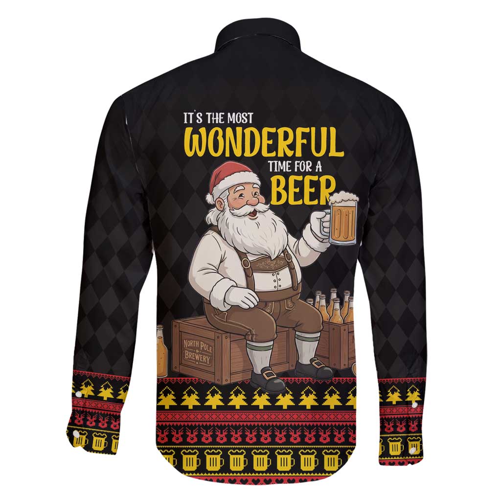 Funny Santa Claus Family Matching Off Shoulder Short Dress and Hawaiian Shirt It's The Most Wonderful Time For A Beer - Wonder Print Shop