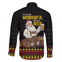 Funny Santa Claus Family Matching Off Shoulder Short Dress and Hawaiian Shirt It's The Most Wonderful Time For A Beer - Wonder Print Shop