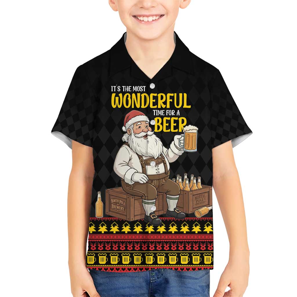 Funny Santa Claus Family Matching Off Shoulder Short Dress and Hawaiian Shirt It's The Most Wonderful Time For A Beer - Wonder Print Shop