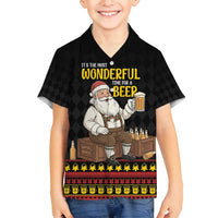 Funny Santa Claus Family Matching Off Shoulder Short Dress and Hawaiian Shirt It's The Most Wonderful Time For A Beer - Wonder Print Shop