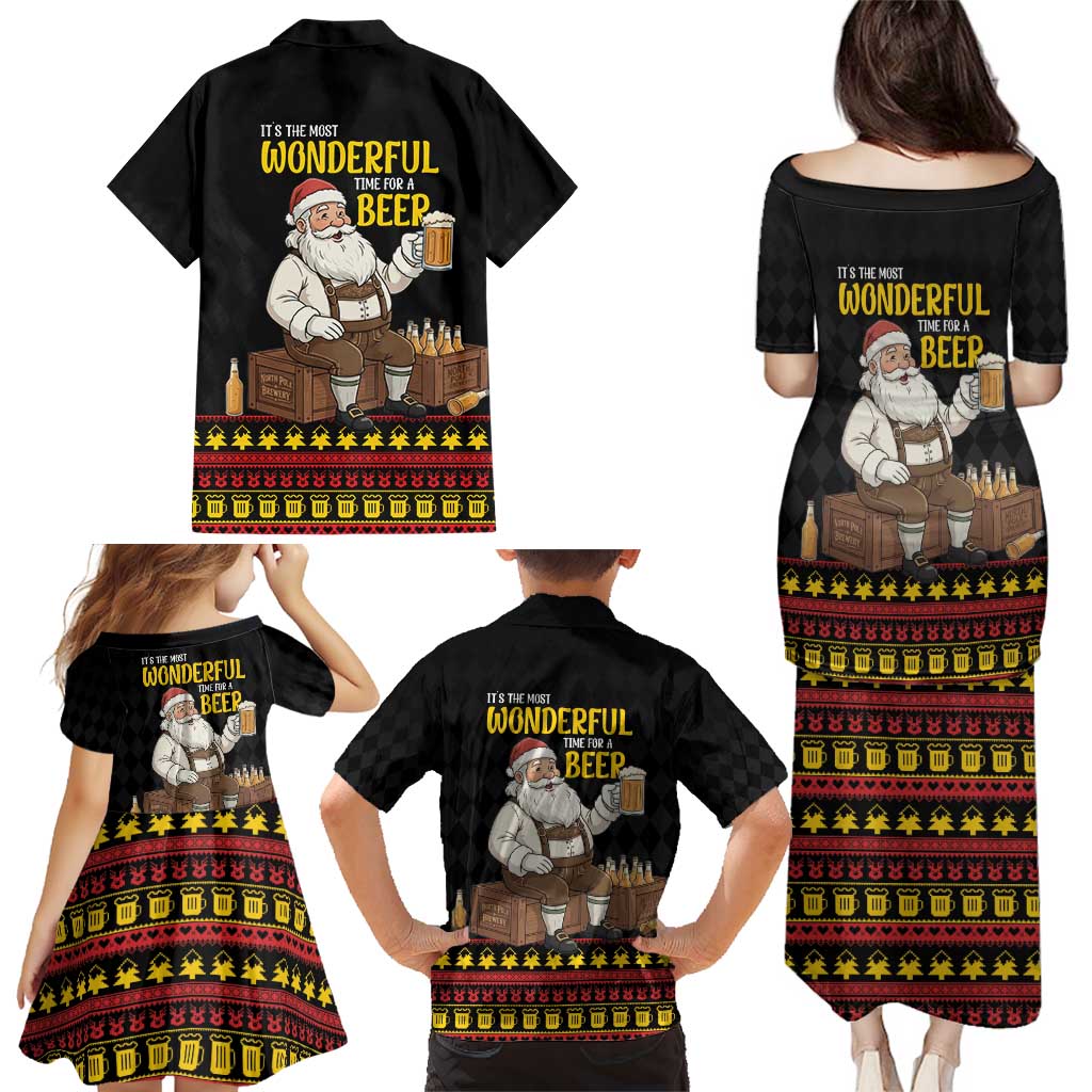 Funny Santa Claus Family Matching Puletasi and Hawaiian Shirt It's The Most Wonderful Time For A Beer - Wonder Print Shop