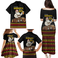 Funny Santa Claus Family Matching Puletasi and Hawaiian Shirt It's The Most Wonderful Time For A Beer - Wonder Print Shop