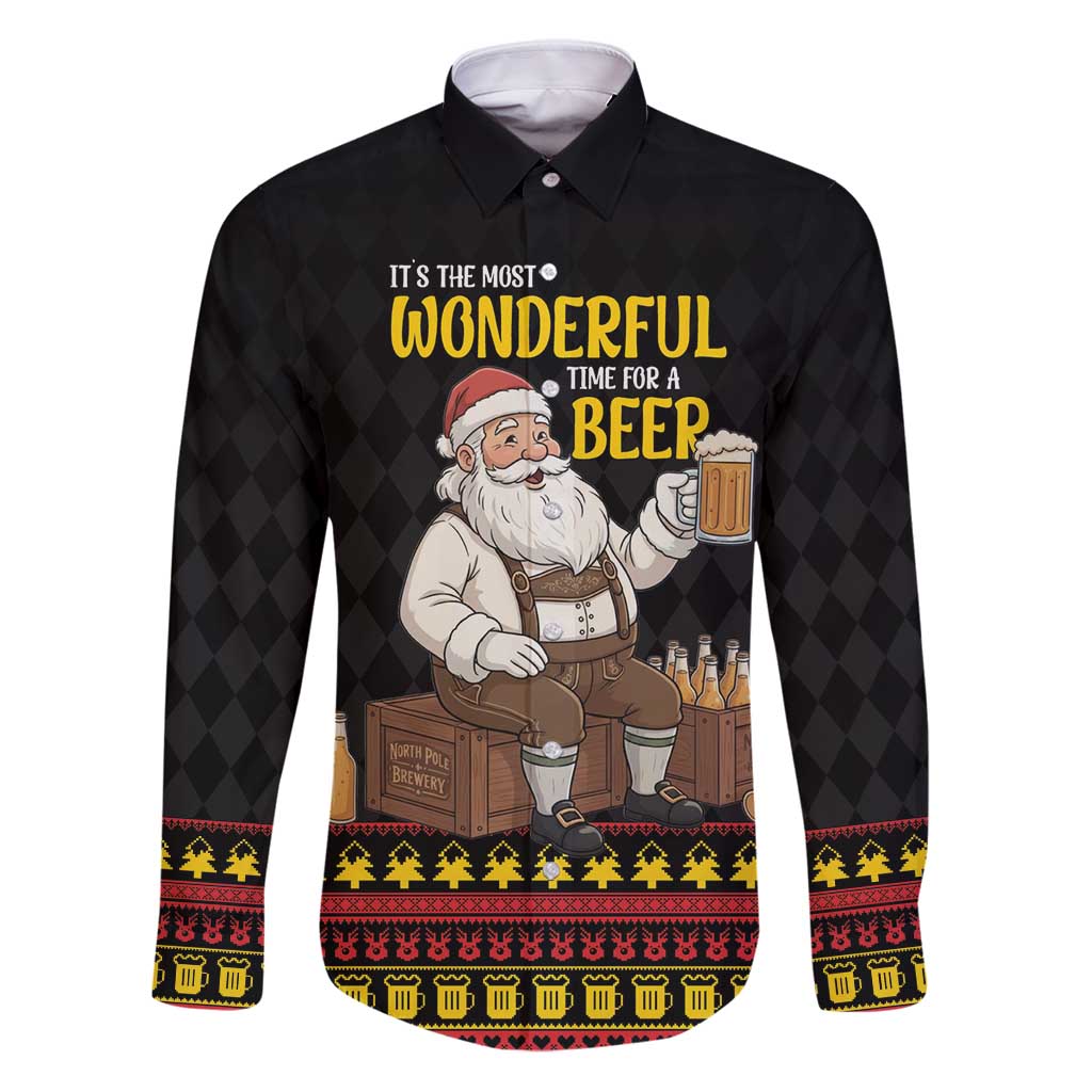 Funny Santa Claus Family Matching Puletasi and Hawaiian Shirt It's The Most Wonderful Time For A Beer - Wonder Print Shop