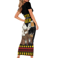 Funny Santa Claus Family Matching Short Sleeve Bodycon Dress and Hawaiian Shirt It's The Most Wonderful Time For A Beer - Wonder Print Shop