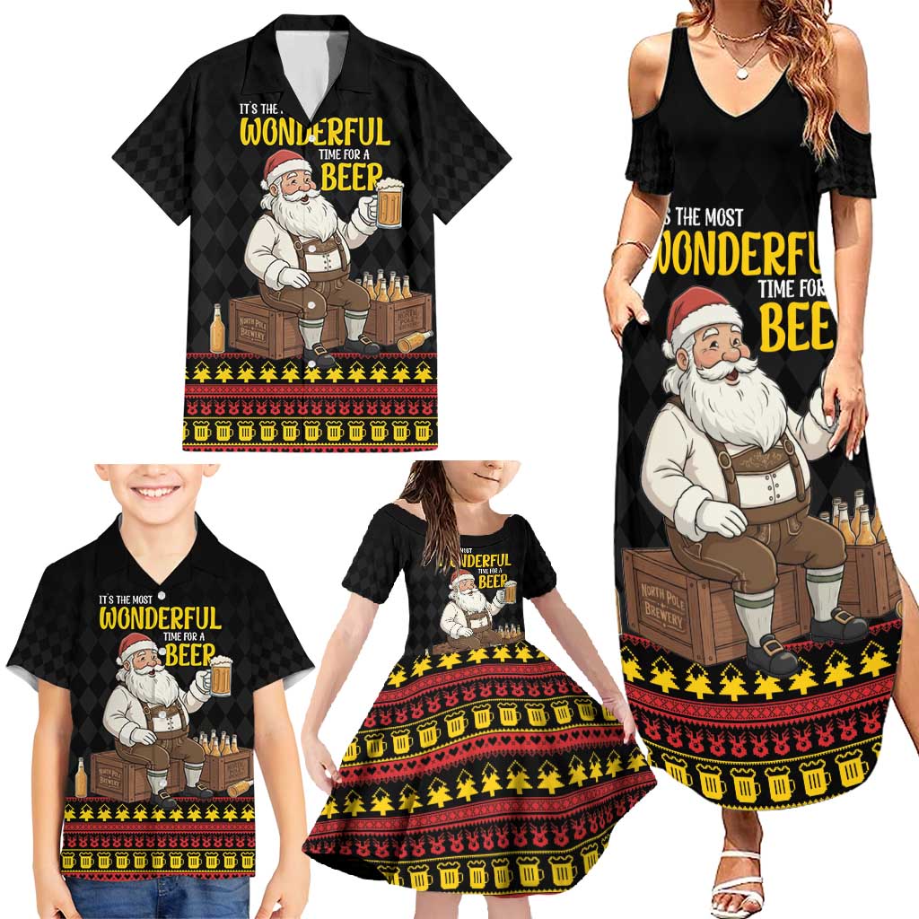 Funny Santa Claus Family Matching Summer Maxi Dress and Hawaiian Shirt It's The Most Wonderful Time For A Beer - Wonder Print Shop