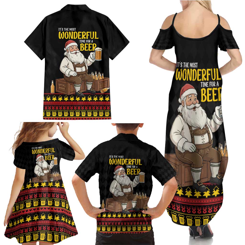 Funny Santa Claus Family Matching Summer Maxi Dress and Hawaiian Shirt It's The Most Wonderful Time For A Beer - Wonder Print Shop