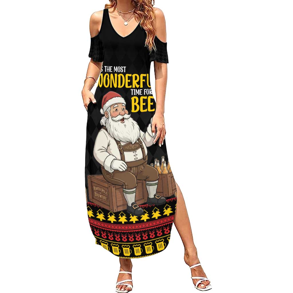 Funny Santa Claus Family Matching Summer Maxi Dress and Hawaiian Shirt It's The Most Wonderful Time For A Beer - Wonder Print Shop