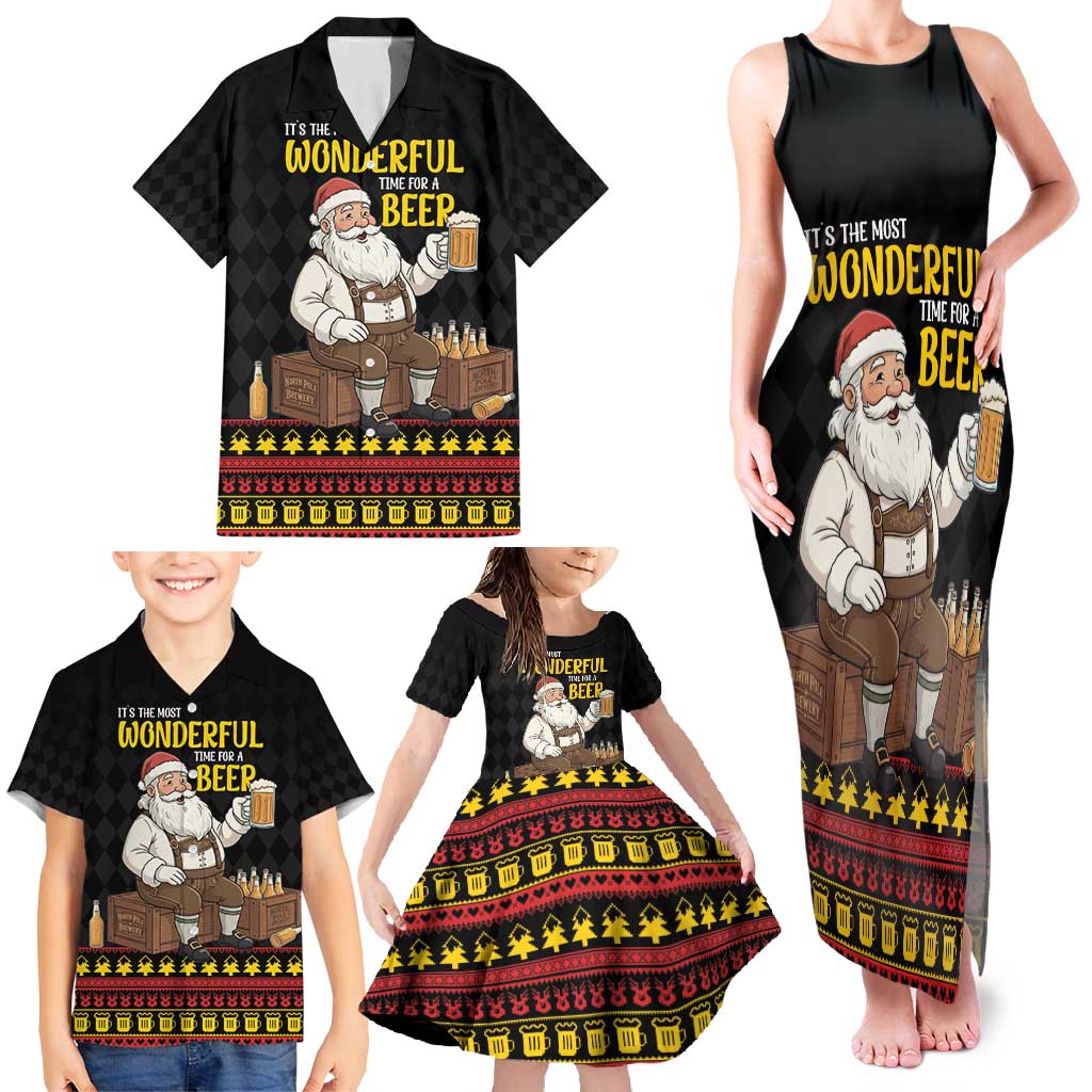 Funny Santa Claus Family Matching Tank Maxi Dress and Hawaiian Shirt It's The Most Wonderful Time For A Beer - Wonder Print Shop