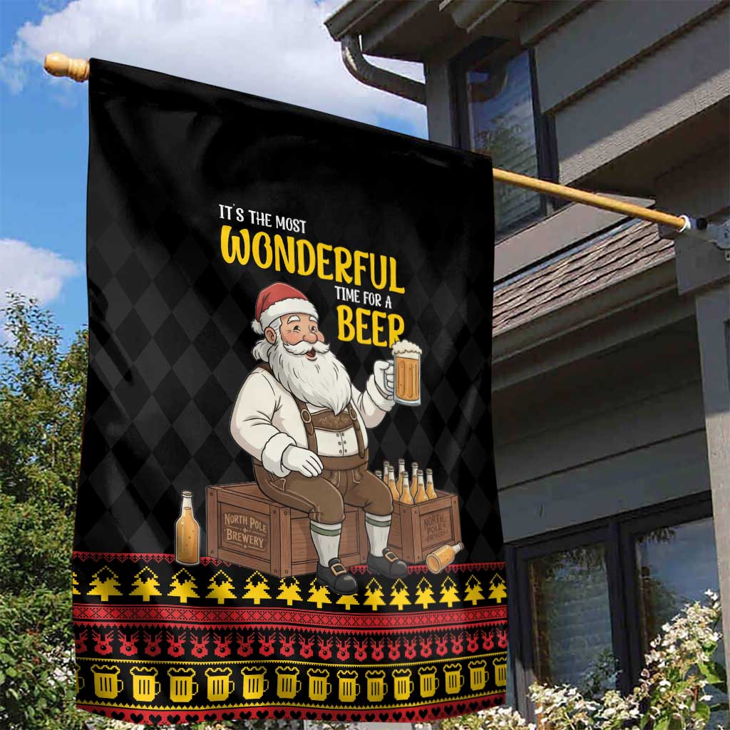 Funny Santa Claus Garden Flag It's The Most Wonderful Time For A Beer - Wonder Print Shop