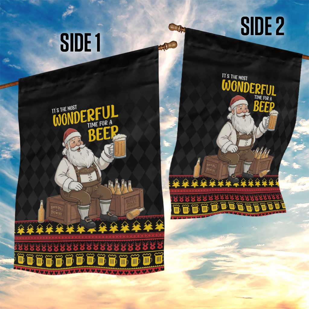 Funny Santa Claus Garden Flag It's The Most Wonderful Time For A Beer - Wonder Print Shop