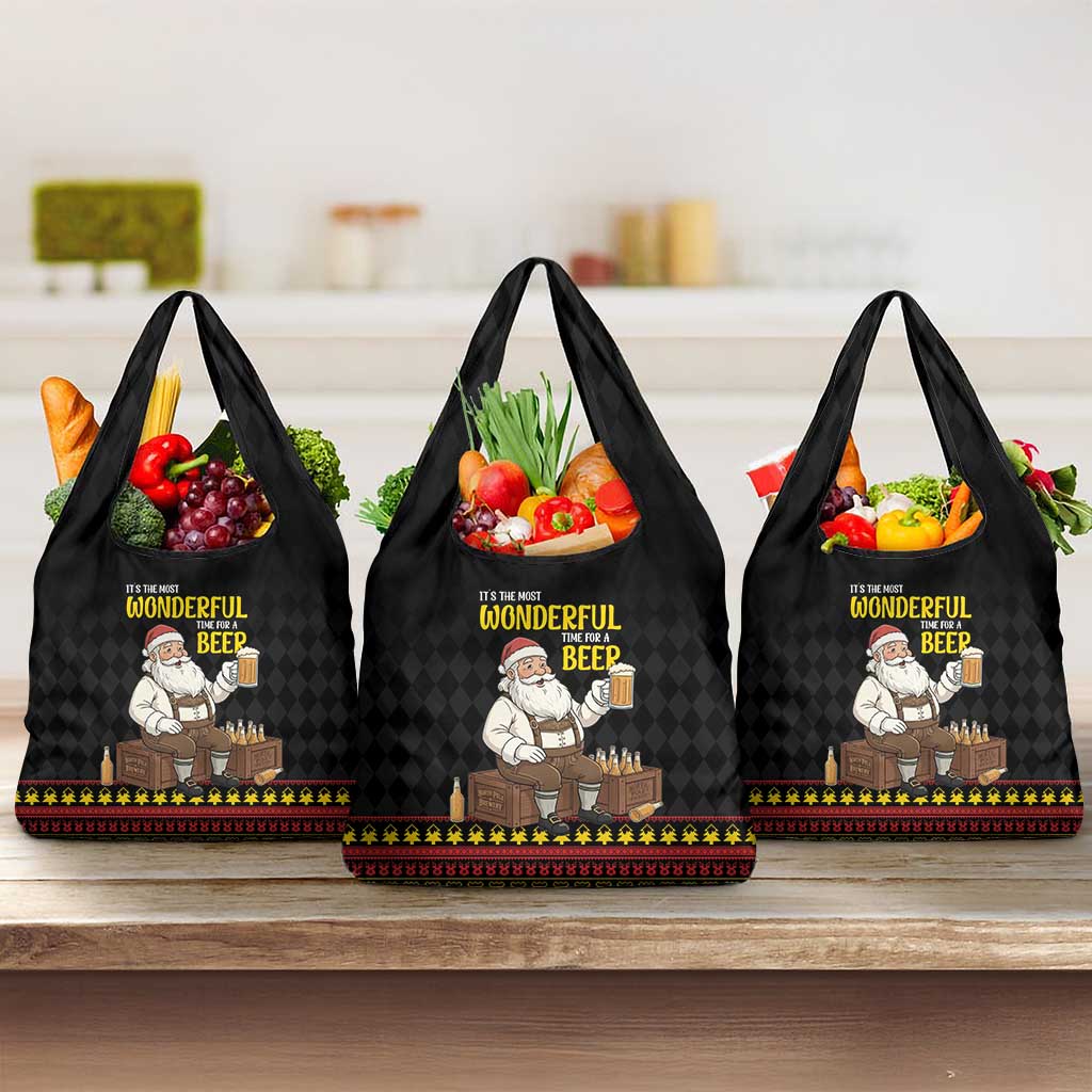 Funny Santa Claus Grocery Bag It's The Most Wonderful Time For A Beer - Wonder Print Shop