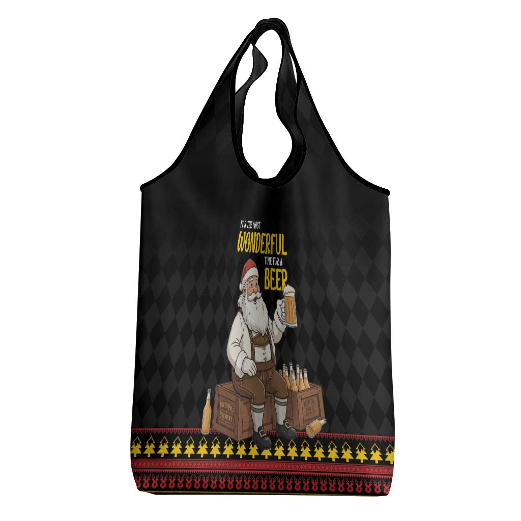 Funny Santa Claus Grocery Bag It's The Most Wonderful Time For A Beer - Wonder Print Shop
