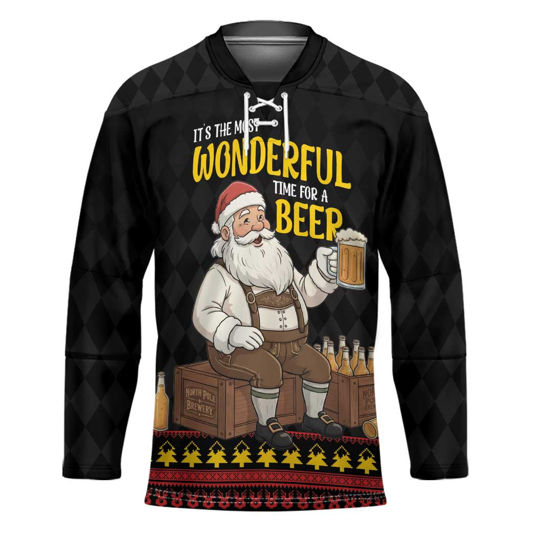 Funny Santa Claus Hockey Jersey It's The Most Wonderful Time For A Beer - Wonder Print Shop