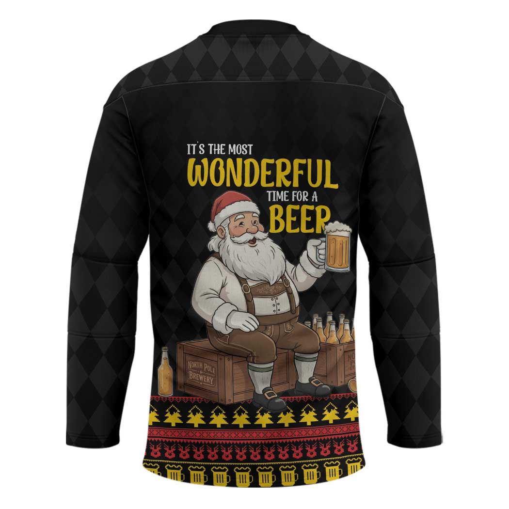 Funny Santa Claus Hockey Jersey It's The Most Wonderful Time For A Beer - Wonder Print Shop