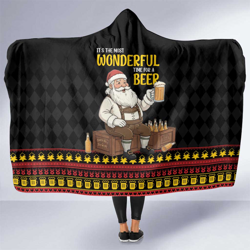 Funny Santa Claus Hooded Blanket It's The Most Wonderful Time For A Beer - Wonder Print Shop
