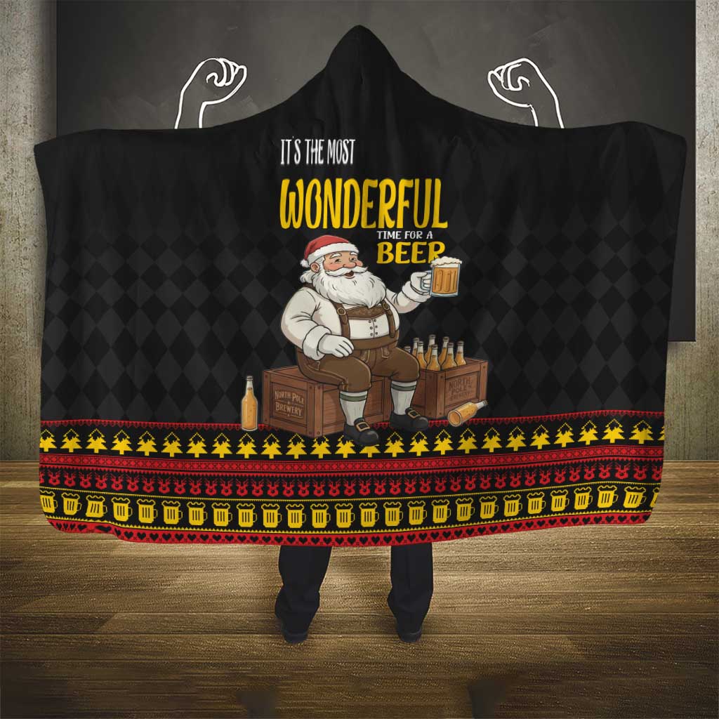 Funny Santa Claus Hooded Blanket It's The Most Wonderful Time For A Beer - Wonder Print Shop