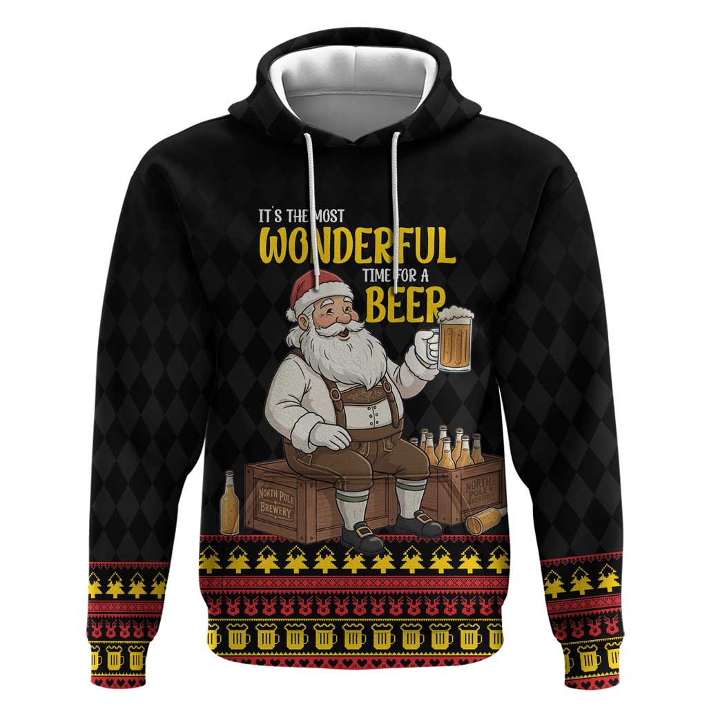 Funny Santa Claus Hoodie It's The Most Wonderful Time For A Beer - Wonder Print Shop