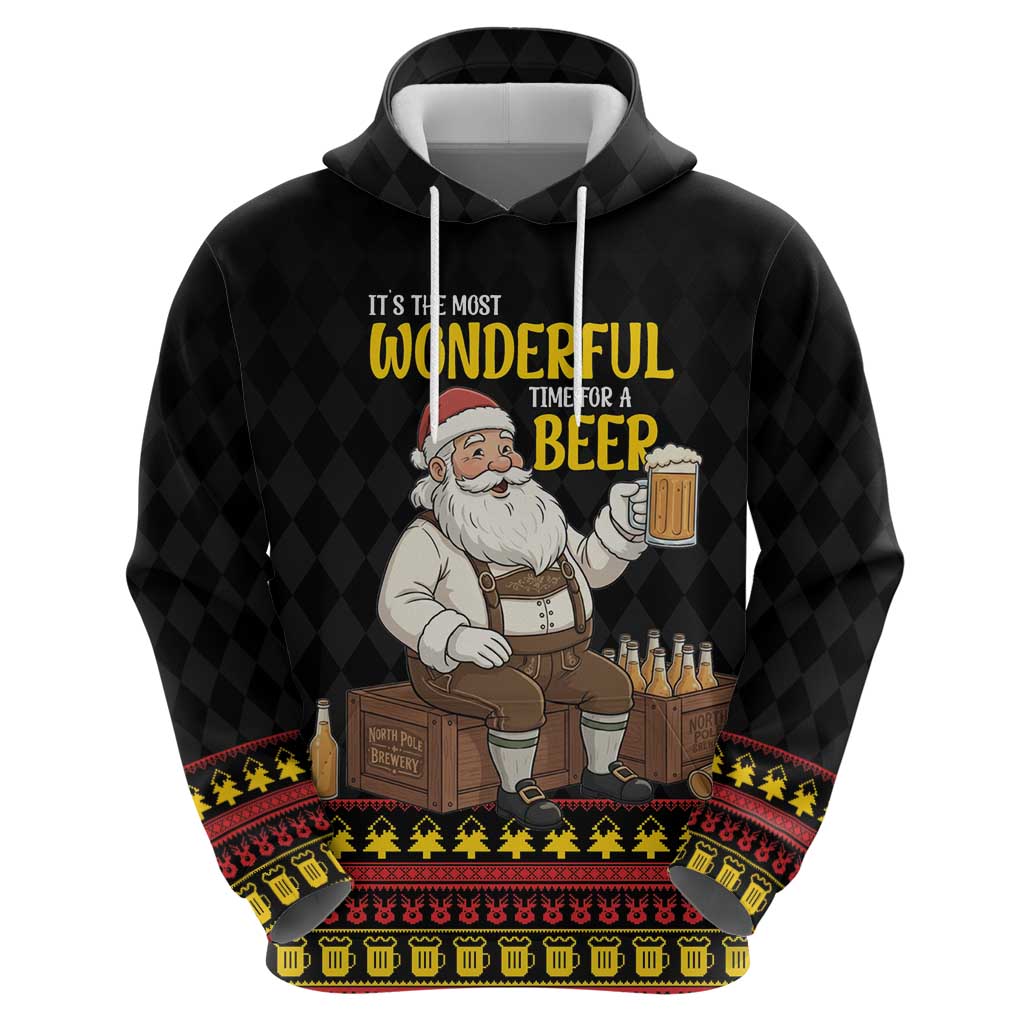 Funny Santa Claus Hoodie It's The Most Wonderful Time For A Beer - Wonder Print Shop