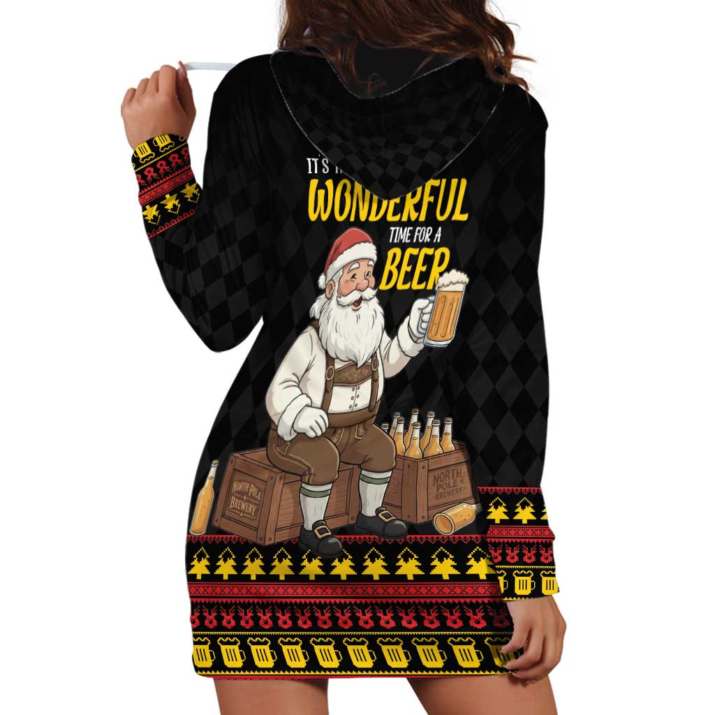 Funny Santa Claus Hoodie Dress It's The Most Wonderful Time For A Beer - Wonder Print Shop