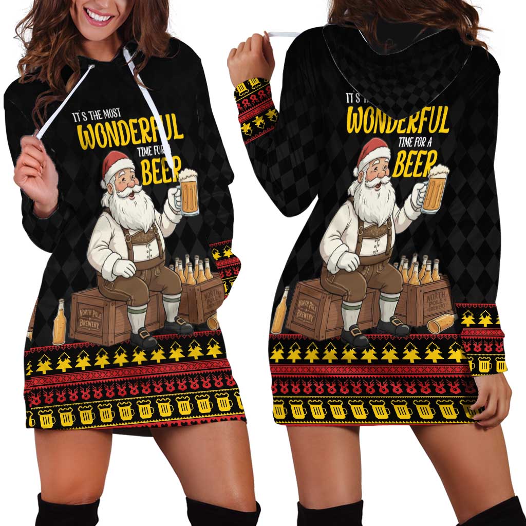 Funny Santa Claus Hoodie Dress It's The Most Wonderful Time For A Beer - Wonder Print Shop